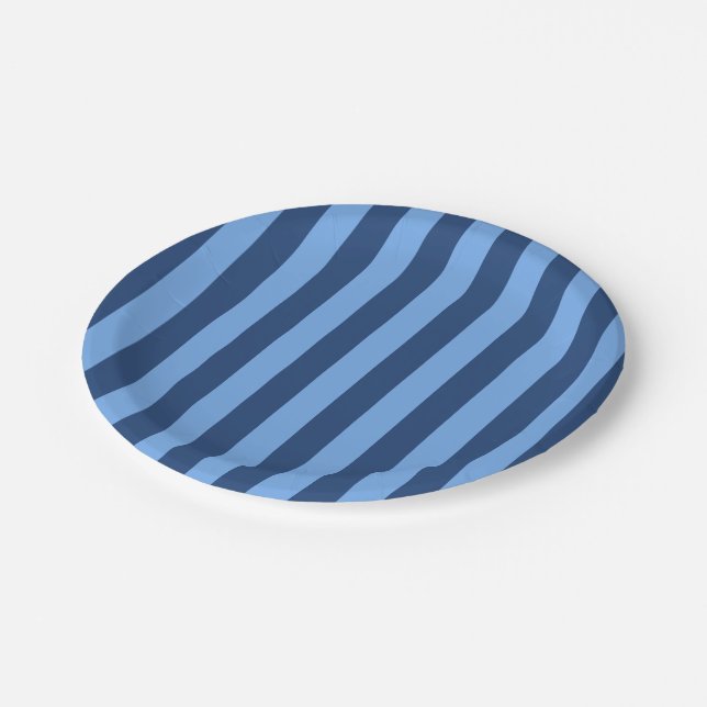 Blue Stripes Paper Plates (Angled)