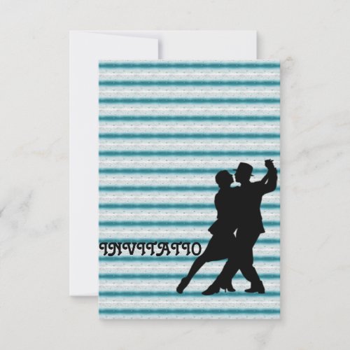 Blue Stripes Passion Tango Latin Dance Invitation