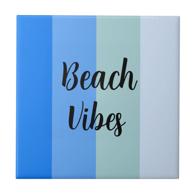 Blue Stripes Pattern Ceramic Tile (Front)