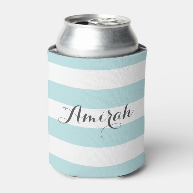 Blue Stripes Pattern | Personalized Can Coolers (Can Front)