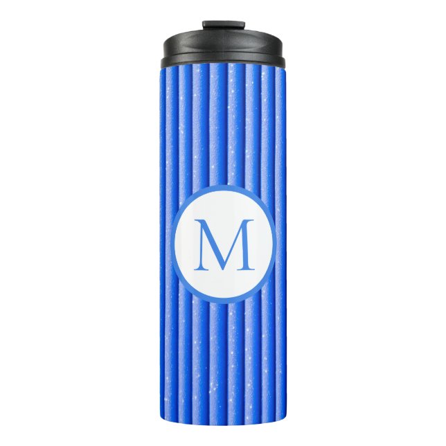 Blue Stripes Pattern Thermal Tumbler (Front)