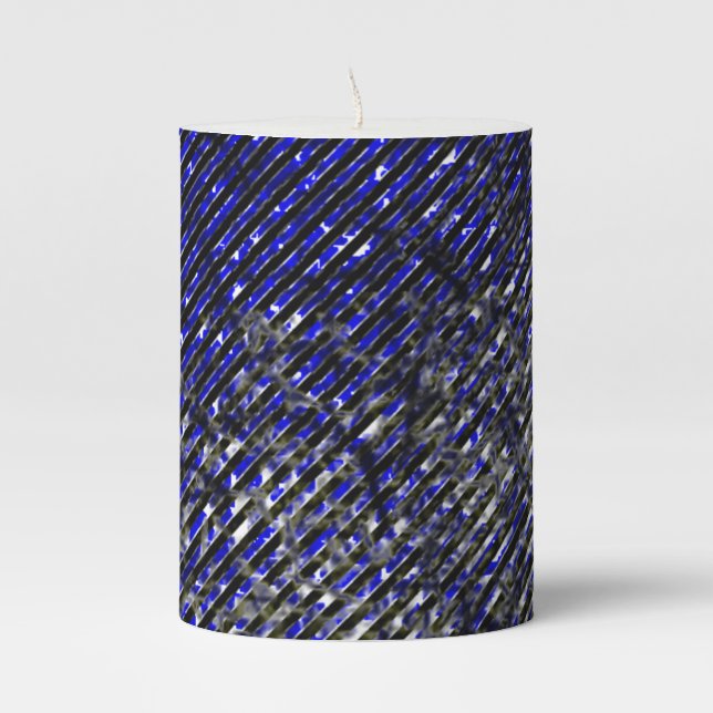 Blue stripes peeling off your colors  pillar candle (Front)