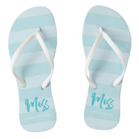 Blue Stripes Personalize with Name Miss Flip Flops