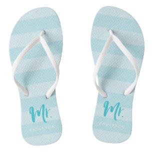 Blue Stripes Personalize with Name Mr Flip Flops