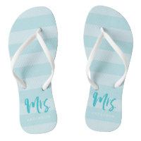 Blue Stripes Personalize with Name Mrs Flip Flops