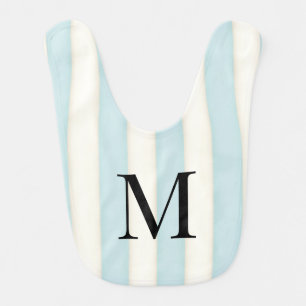 Blue Stripes Personalized Monogram Contemporary Baby Bib