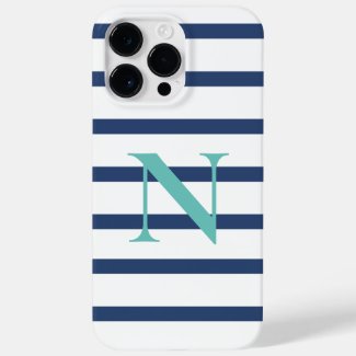 Blue Stripes Personalized Name Initial