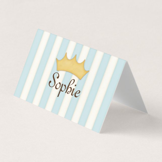 Blue  Stripes Personalized Princess Play Date Business Card (Front)