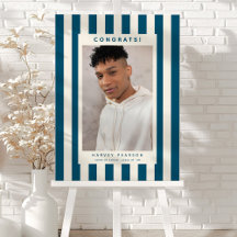 Blue Stripes Photo Congrats Graduate