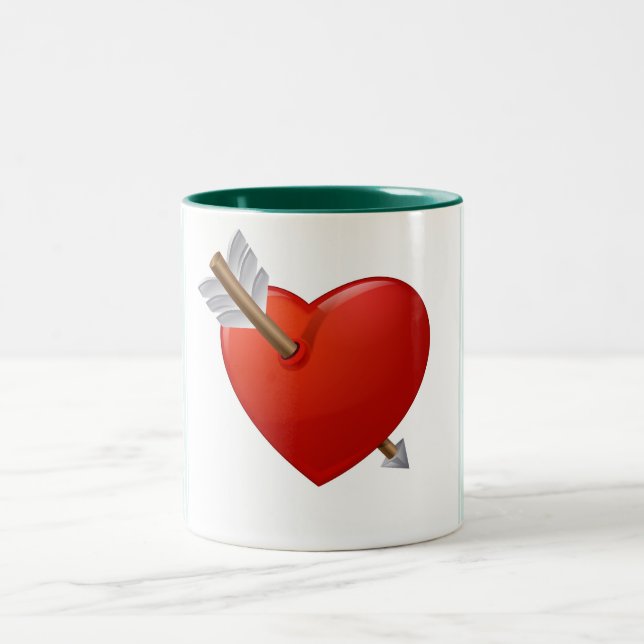 Blue Stripes - Pierced Valentine Heart Two-Tone Coffee Mug (Center)
