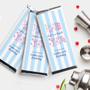 Blue Stripes Pink Summer Favorites Birthday Hershey Bar Favors