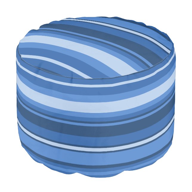 Blue stripes pouf (Angled Front)