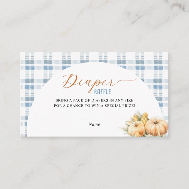 Blue Stripes Pumpkin Diaper Raffle Boy Enclosure Card (Front)