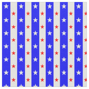 Blue Stripes Red White Stars Fabric