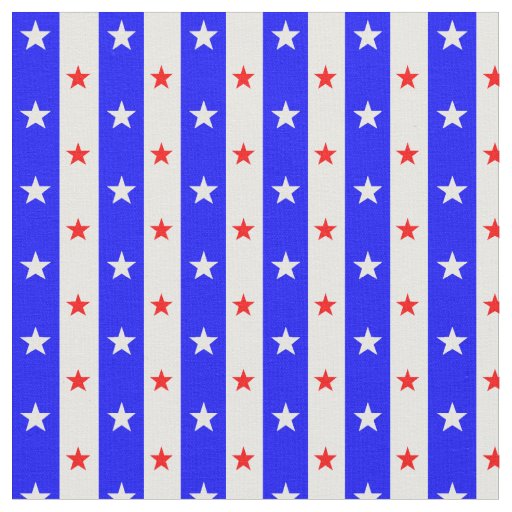 Blue Stripes Red White Stars Fabric
