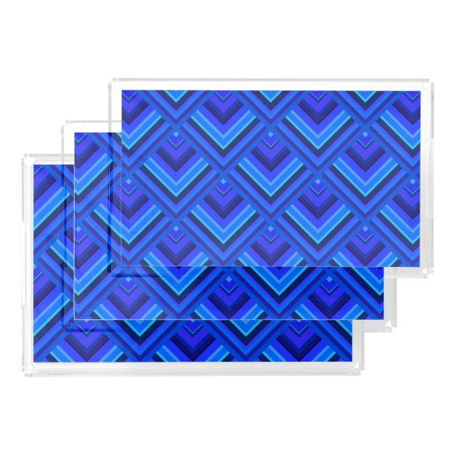 Blue stripes scale pattern acrylic tray (Set)