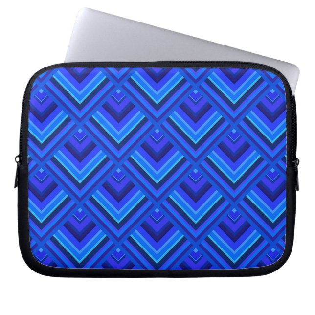 Blue stripes scale pattern laptop sleeve (Front)