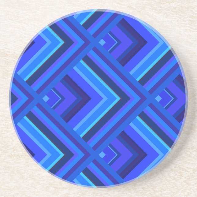 Blue stripes scale pattern sandstone coaster (Front)
