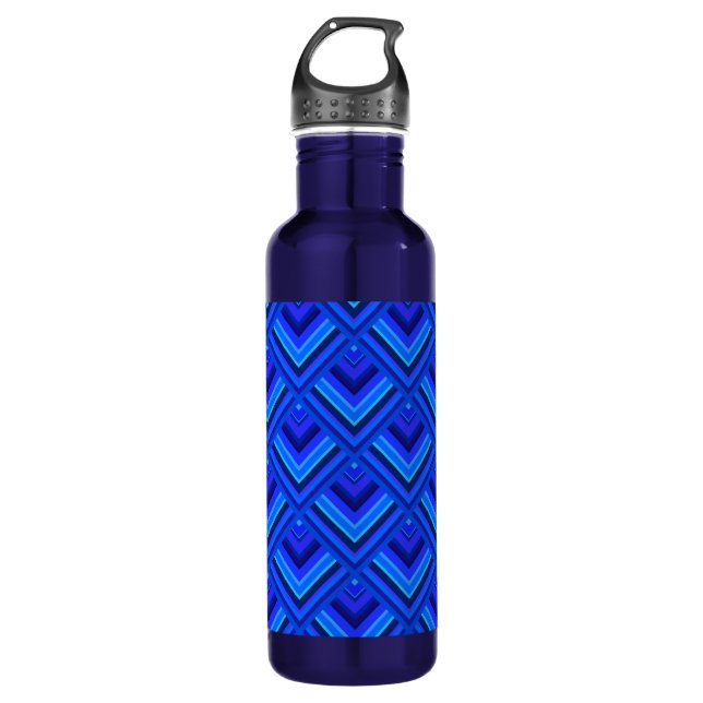 Blue stripes scale pattern water bottle (Front)