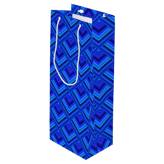 Blue stripes scale pattern wine gift bag (Front Angled)