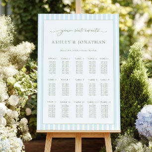 Blue Stripes Seating Chart Foam Board
