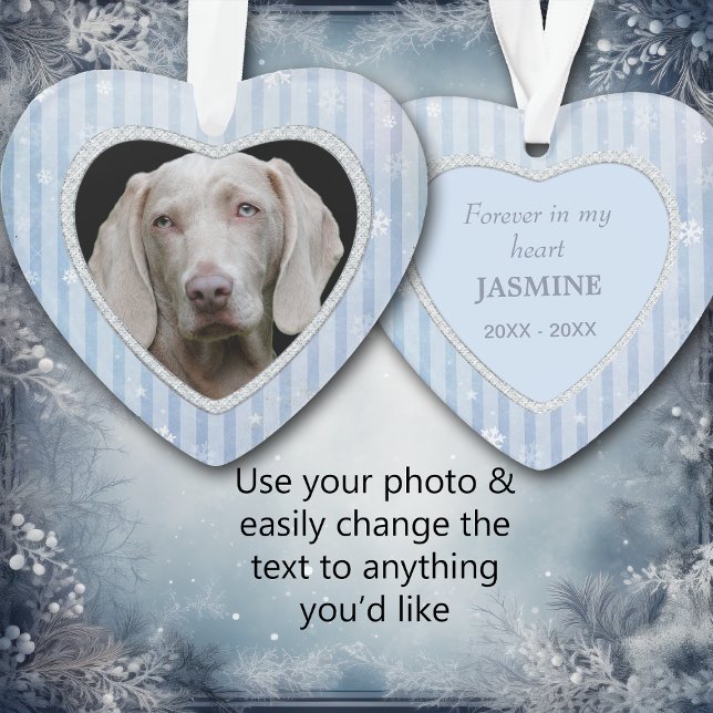 Blue Stripes Snowflake Pet Memorial Ornament (Creator Uploaded)