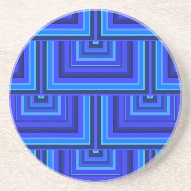 blue stripes square scales drink coaster (Front)