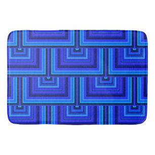 Blue stripes square scales pattern bath mat