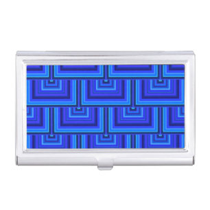 Blue stripes square scales pattern business card holder