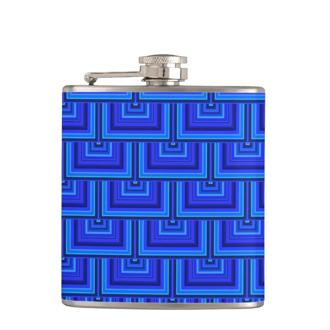 Blue stripes square scales pattern flask (Front)
