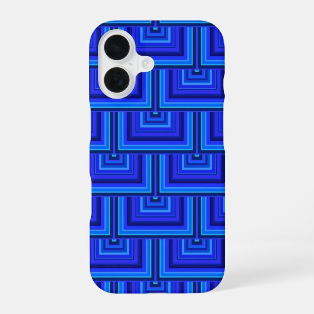 Blue stripes square scales pattern iphone case (Back)