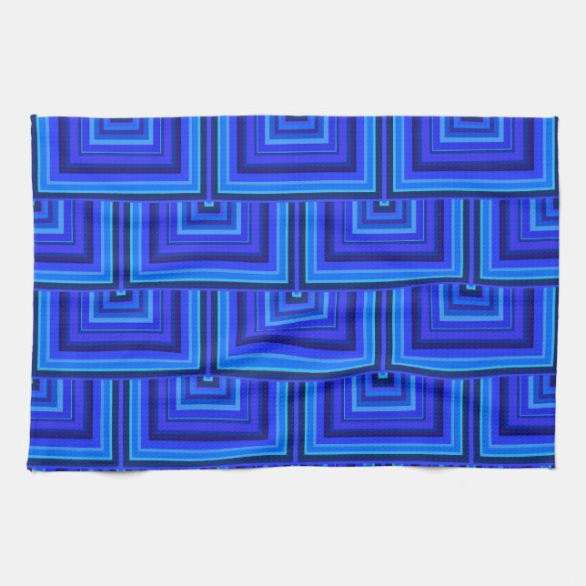 Blue stripes square scales pattern kitchen towel (Horizontal)