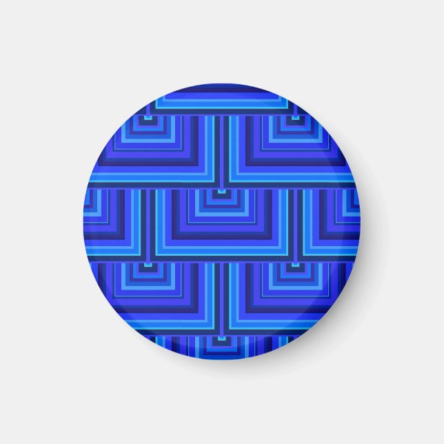 Blue stripes square scales pattern magnet (Front)