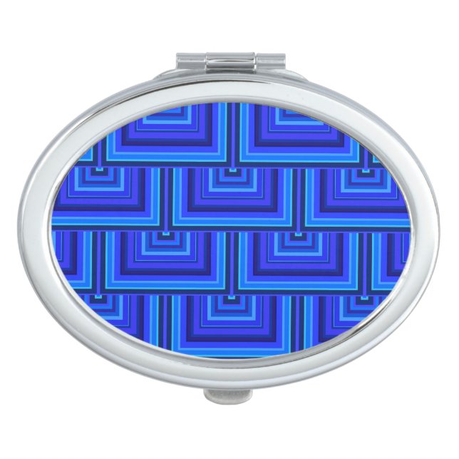 Blue stripes square scales pattern mirror for makeup (Front)