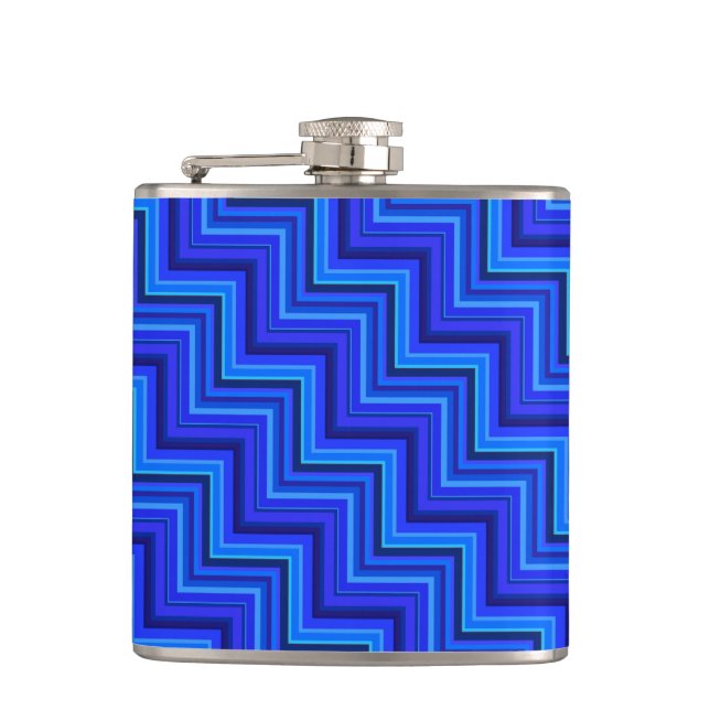 Blue stripes stairs pattern flask (Front)