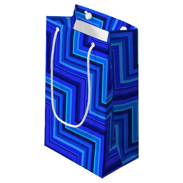 Blue stripes stairs pattern small gift bag (Front Angled)
