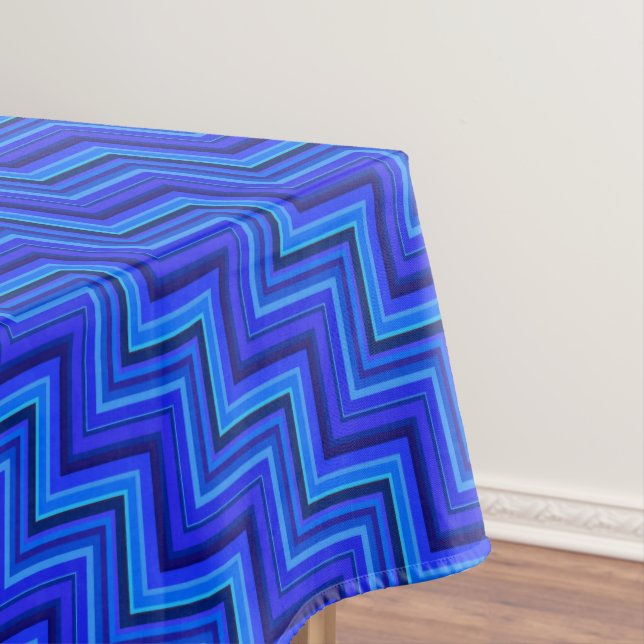 Blue stripes stairs pattern tablecloth (In Situ)