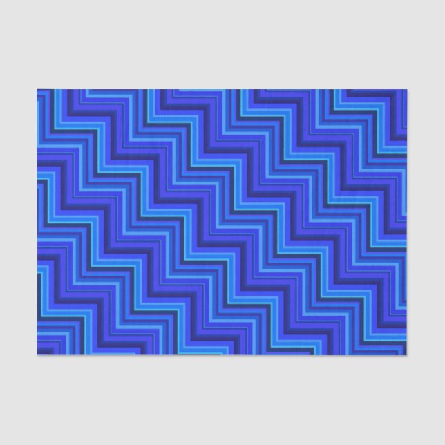 Blue stripes stairs pattern tissue paper (Front)