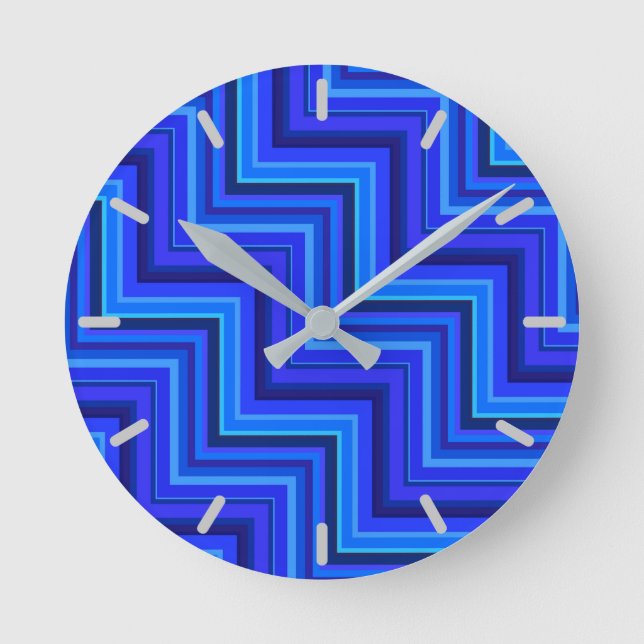 Blue stripes stairs round clock (Front)