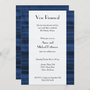 Blue Stripes, Striped Pattern, Lines, Vow Renewal Invitation