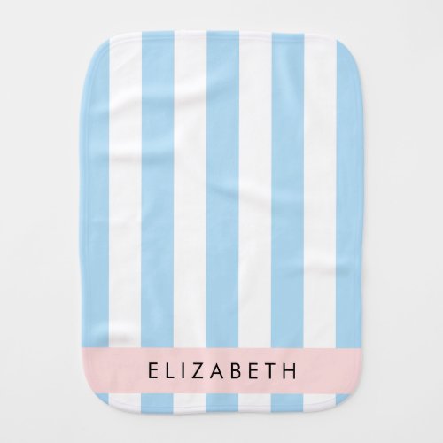Blue Stripes Striped Pattern Lines Your Name Baby Burp Cloth