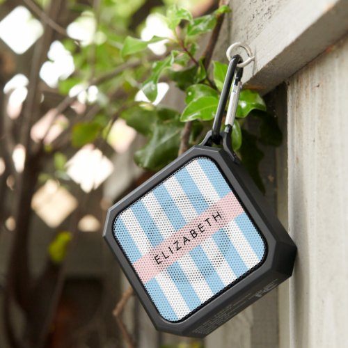 Blue Stripes Striped Pattern Lines Your Name Bluetooth Speaker