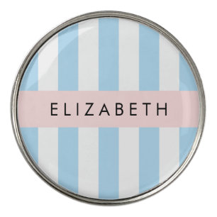 Blue Stripes, Striped Pattern, Lines, Your Name Golf Ball Marker