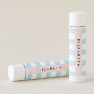 Blue Stripes, Striped Pattern, Lines, Your Name Lip Balm