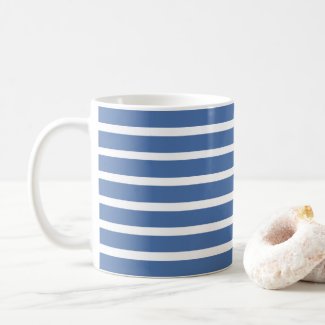 Blue Stripes Summer Beach House Coffee Mug