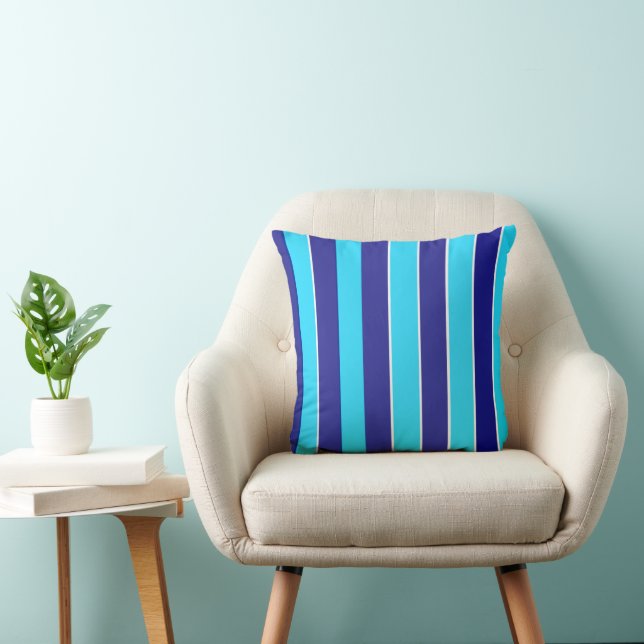 Blue Stripes  Throw Pillow (Chair)
