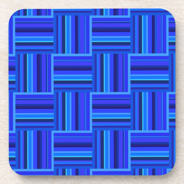 Blue stripes weave pattern beverage coaster (Front)