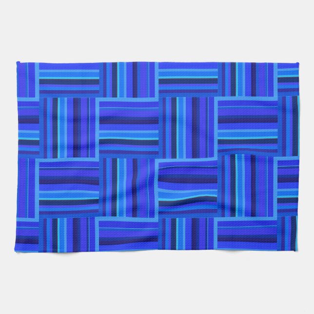 Blue stripes weave pattern kitchen towel (Horizontal)
