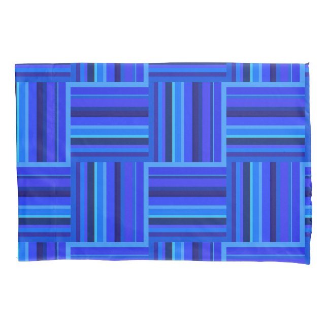 Blue stripes weave pattern pillow case (Front)