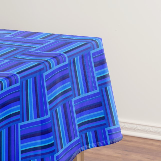 Blue stripes weave pattern tablecloth (In Situ)